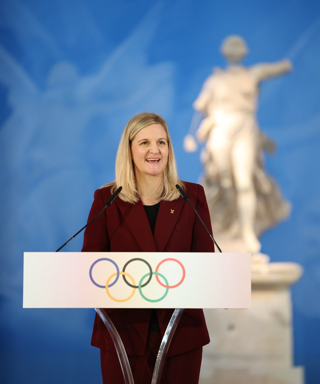 Kirsty Coventry speaks at an Olympic flame lighting ceremony in Greece last week. Photo: Xinhua