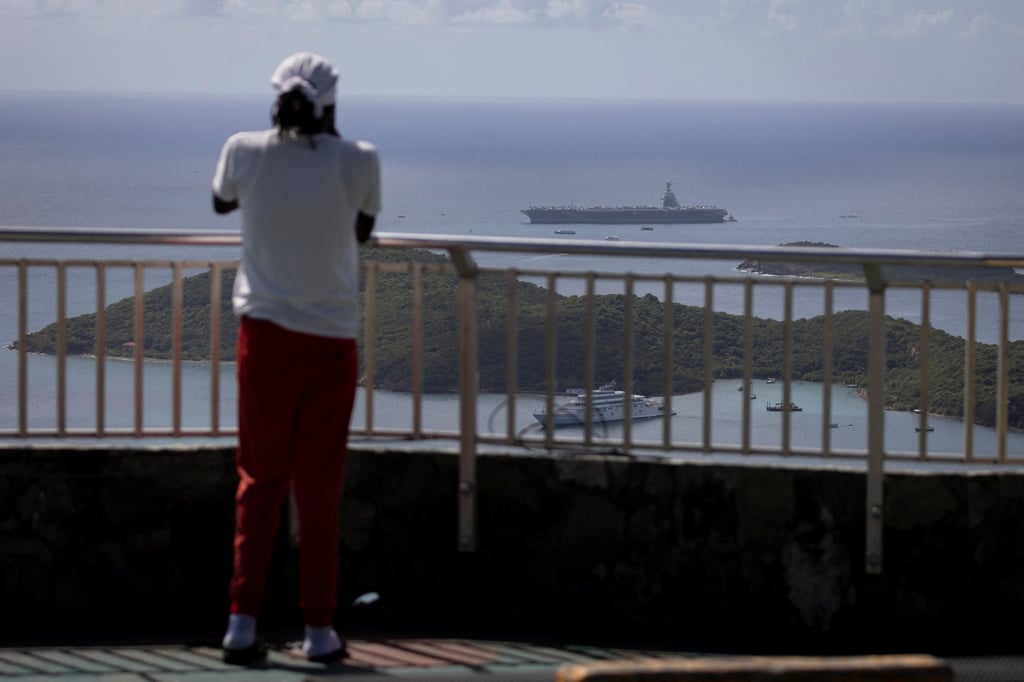 The USS Gerald R. Ford aircraft carrier in Saint Thomas, US Virgin Islands on Monday. Photo: Reuters