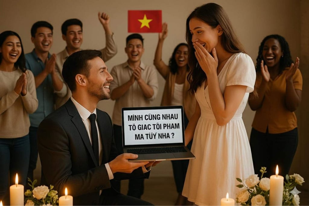 A viral social media post showing a faux wedding proposal created by an anti-drugs police unit photo in Ho Chi Minh City. Photo: Facebook/PC04.CATP A viral social media post showing a faux wedding proposal created by an anti-drugs police unit photo in Ho Chi Minh City. Photo: Facebook/PC04.CATP