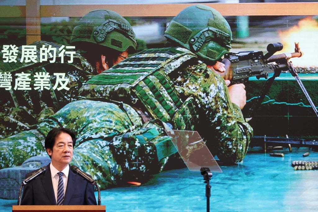 William Lai Ching-te speaks about defending Taiwan at a press conference in Taipei on November 26. His Democratic Progressive Party favours independence and Beijing has labelled the Taiwanese leader a separatist. Photo: AFP