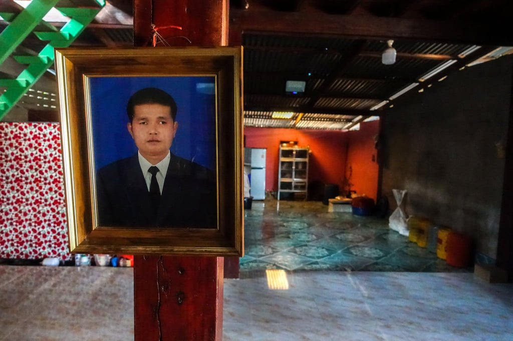 A picture of Sudthisak Rinthalak hangs inside his house in Nong Khai province, Thailand, on Friday. Sudthisak had gone to Israel to earn money to support his family but was killed by Hamas militants. Photo: Reuters A picture of Sudthisak Rinthalak hangs inside his house in Nong Khai province, Thailand, on Friday. Sudthisak had gone to Israel to earn money to support his family but was killed by Hamas militants. Photo: Reuters