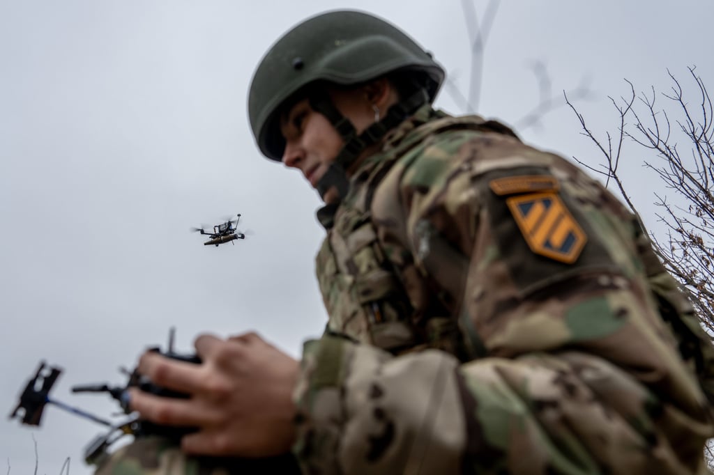 Monka, a Ukrainian FPV drone operator from the third assault brigade, pilots an FPV drone. Monka gave up a job managing a restaurant abroad and returned to serve. Photo: AP Monka, a Ukrainian FPV drone operator from the third assault brigade, pilots an FPV drone. Monka gave up a job managing a restaurant abroad and returned to serve. Photo: AP