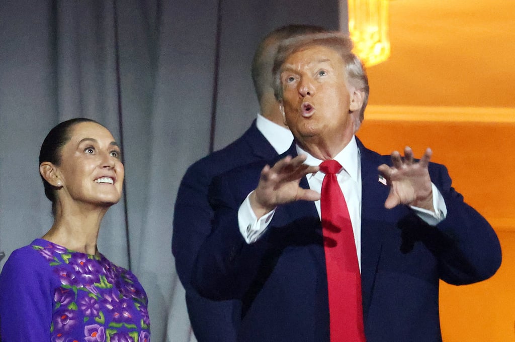 US President Donald speaks with Mexico’s President Claudia Sheinbaum during the World Cup draw. Photo: Reuters