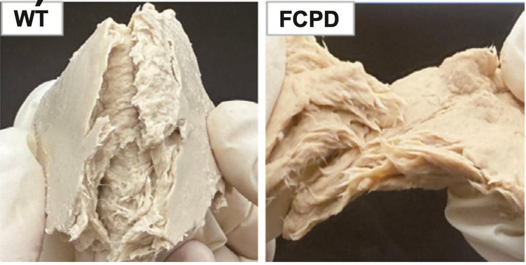 The Jiangnan University researchers genetically modified the Fusarium venenatum fungus (left) to create an engineered strain that they say would be kinder to the environment. Photo: Handout