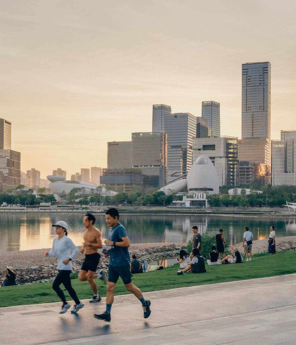 The Shenzhen Bay Culture Square (behind the lake) is a 51,000 square metre complex designed by Ma Yansong of MAD Architects. Photo: courtesy of MAD Architecture Studio