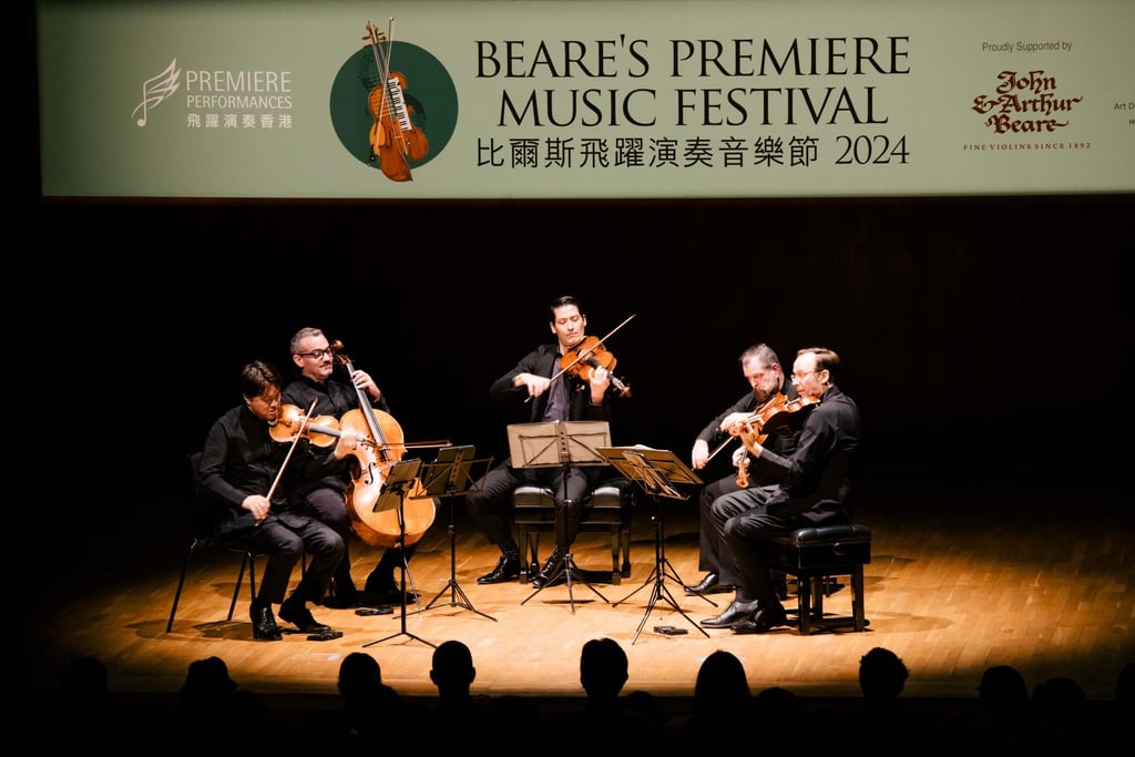 Viola maestro Masumi Per Rostad (centre) performs with the Miro Quartet at the Beare’s Premiere Music Festival in 2024. Photo: PPHK