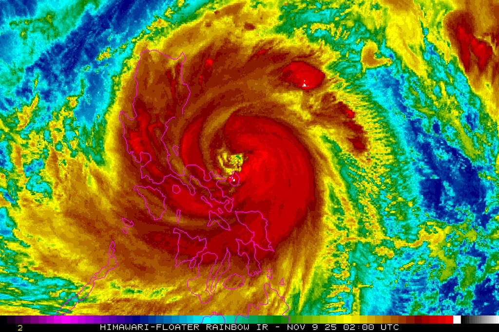 Satellite imagery shows Super Typhoon Fung-wong as it approaches the Philippines on November 9. Photo: NOAA/EPA