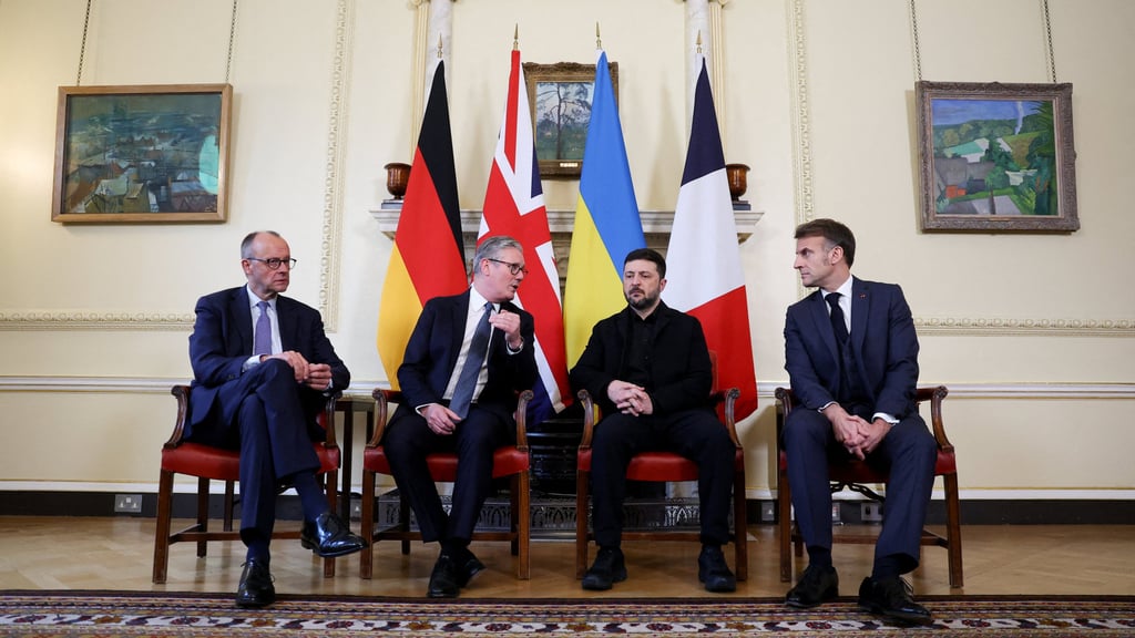 German Chancellor Friedrich Merz, British Prime Minister Keir Starmer, Ukrainian President Volodymyr Zelensky and French President Emmanuel Macron. Photo: Reuters German Chancellor Friedrich Merz, British Prime Minister Keir Starmer, Ukrainian President Volodymyr Zelensky and French President Emmanuel Macron. Photo: Reuters