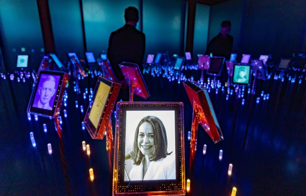 A picture of Nobel Peace Prize laureate Maria Corina Machado is seen among portraits of previous winners in Oslo on Tuesday. Photo: AFP A picture of Nobel Peace Prize laureate Maria Corina Machado is seen among portraits of previous winners in Oslo on Tuesday. Photo: AFP