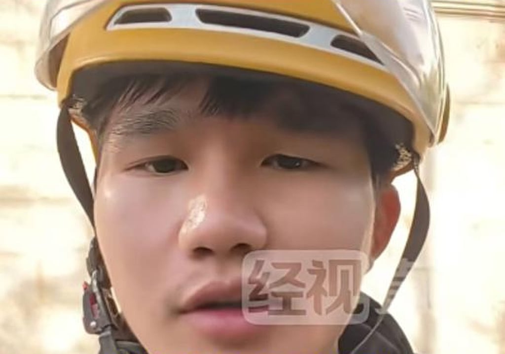 Zhang Xueqiang, above, took up food delivery work in Shanghai after his hometown business failed. Photo: shobserver.com