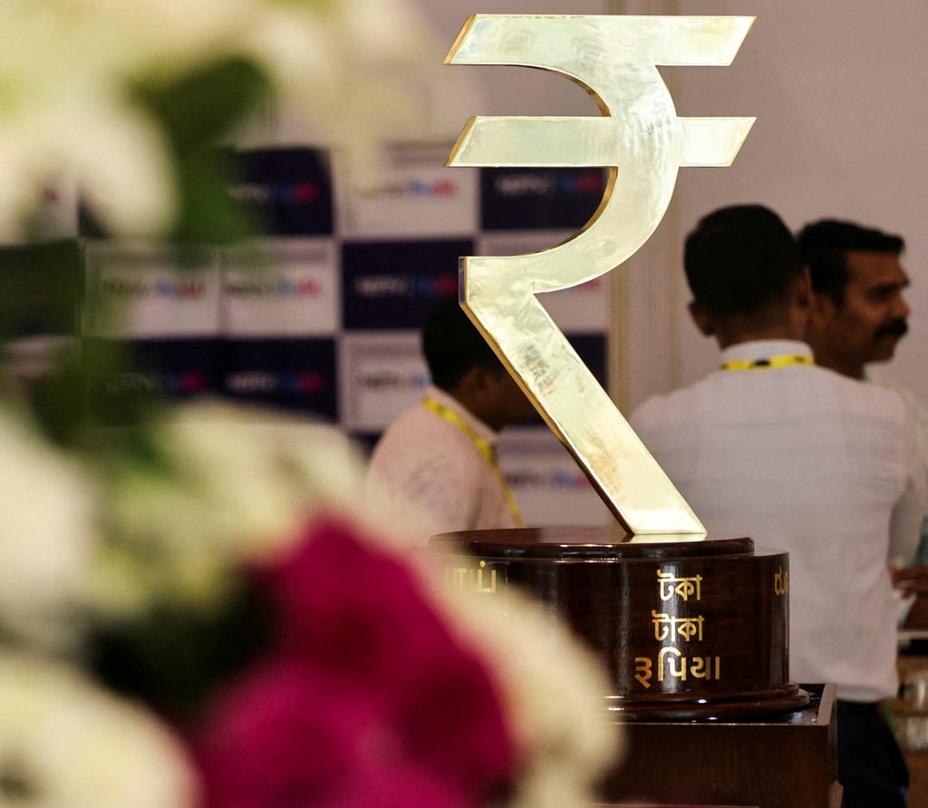 The sign for the Indian rupee logo is seen inside the Reserve Bank of India headquarters in Mumbai. Photo: Reuters The sign for the Indian rupee logo is seen inside the Reserve Bank of India headquarters in Mumbai. Photo: Reuters