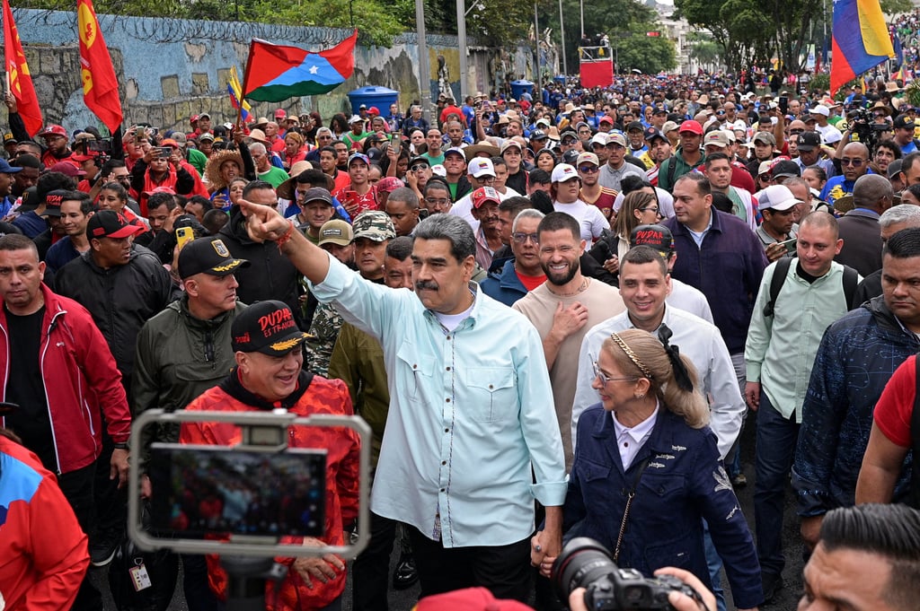 Venezuela’s President Nicolas Maduro joins his supporters during a march in Caracas on Wednesday. Photo: Reuters Venezuela’s President Nicolas Maduro joins his supporters during a march in Caracas on Wednesday. Photo: Reuters