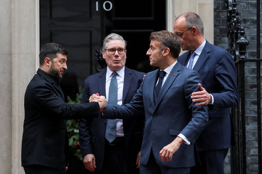 Ukrainian President Volodymyr Zelensky and the leaders of Britain, France and Germany in London earlier this week. Photo: Reuters Ukrainian President Volodymyr Zelensky and the leaders of Britain, France and Germany in London earlier this week. Photo: Reuters