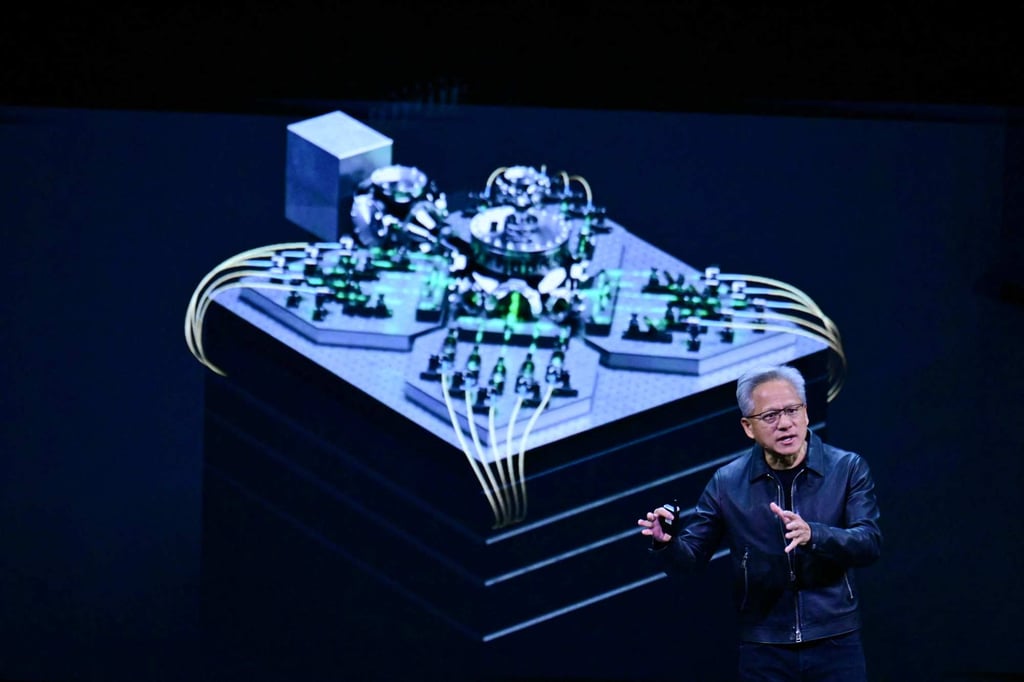 Nvidia CEO Jensen Huang speaks at the Nvidia GTC (GPU Technology Conference) in Washington, DC, on October 28, 2025. Photo: AFP