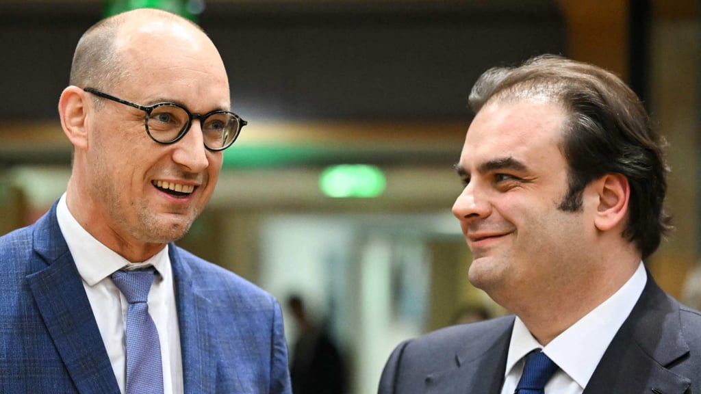 Kyriakos Pierrakakis had been vying for the post with Belgium’s deputy prime minister, Vincent Van Peteghem (left). Photo: AFP