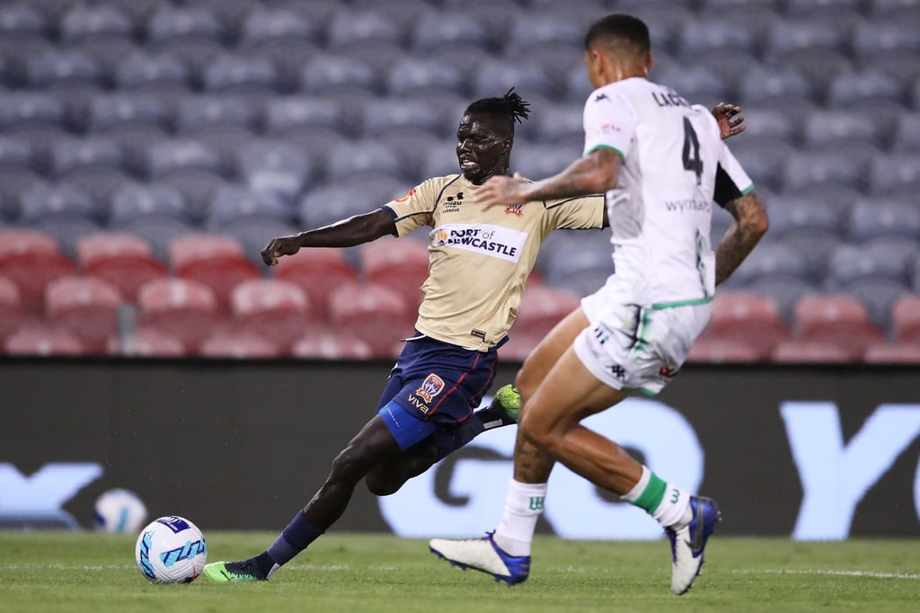 Valentino Yuel in action for Newcastle Jets. Photo: Getty Images Valentino Yuel in action for Newcastle Jets. Photo: Getty Images