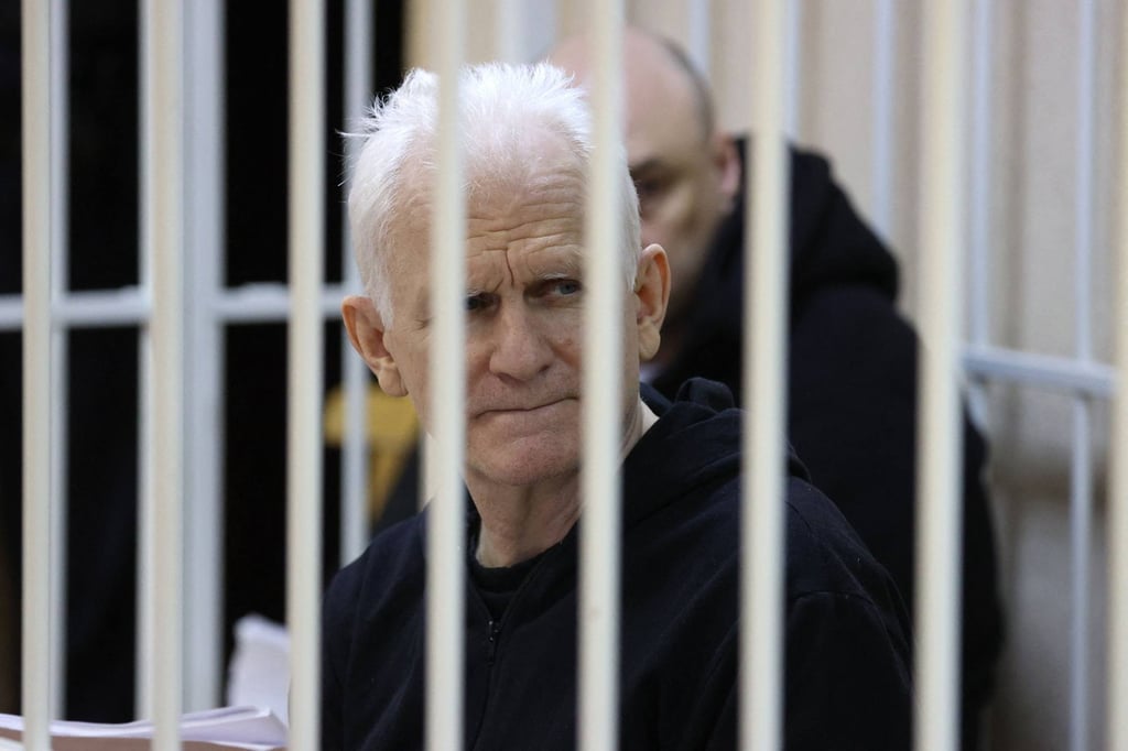 Nobel Prize winner Ales Bialiatski in court in 2023. Photo: via AFP Nobel Prize winner Ales Bialiatski in court in 2023. Photo: via AFP