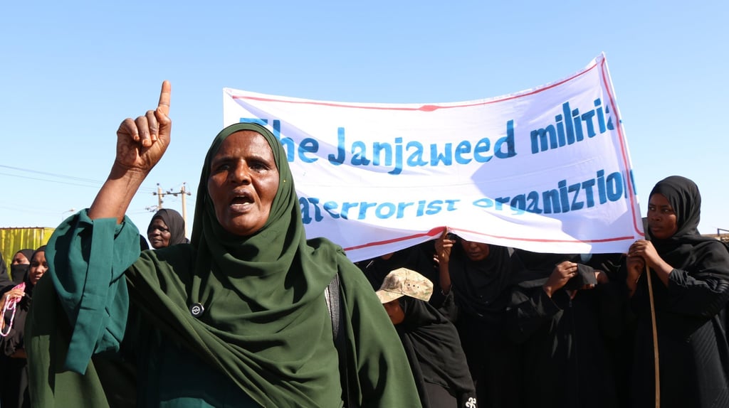 Protesters take part in a rally in support of the Sudanese Army and against the paramilitary Rapid Support Forces in Merowe on Saturday. Photo: EPA Protesters take part in a rally in support of the Sudanese Army and against the paramilitary Rapid Support Forces in Merowe on Saturday. Photo: EPA