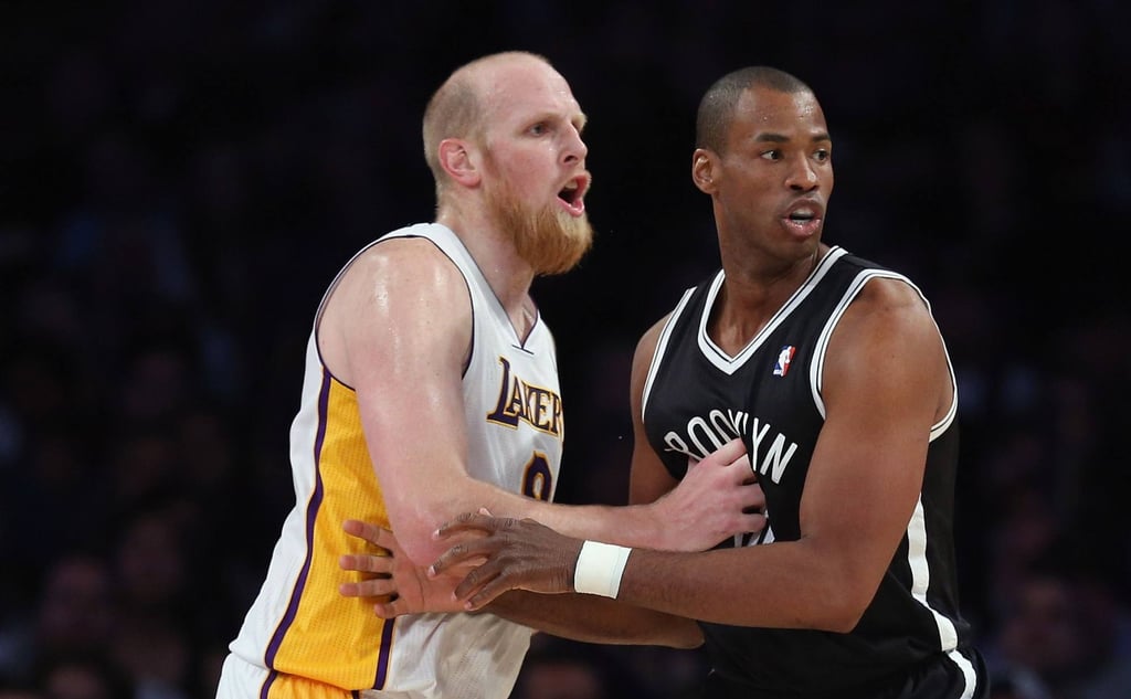 Jason Collins (right), then a player with the Brooklyn Nets, at a match against the Los Angeles Lakers in Los Angeles in 2014. Collins has been diagnosed with stage 4 glioblastoma, a deadly form of brain cancer. Photo: AFP Jason Collins (right), then a player with the Brooklyn Nets, at a match against the Los Angeles Lakers in Los Angeles in 2014. Collins has been diagnosed with stage 4 glioblastoma, a deadly form of brain cancer. Photo: AFP