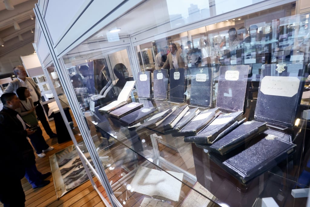 The diaries of Samuel Rawson are seen at Firsts Hong Kong, a rare book fair held at the Hong Kong Maritime Museum. Photo: Jonathan Wong The diaries of Samuel Rawson are seen at Firsts Hong Kong, a rare book fair held at the Hong Kong Maritime Museum. Photo: Jonathan Wong