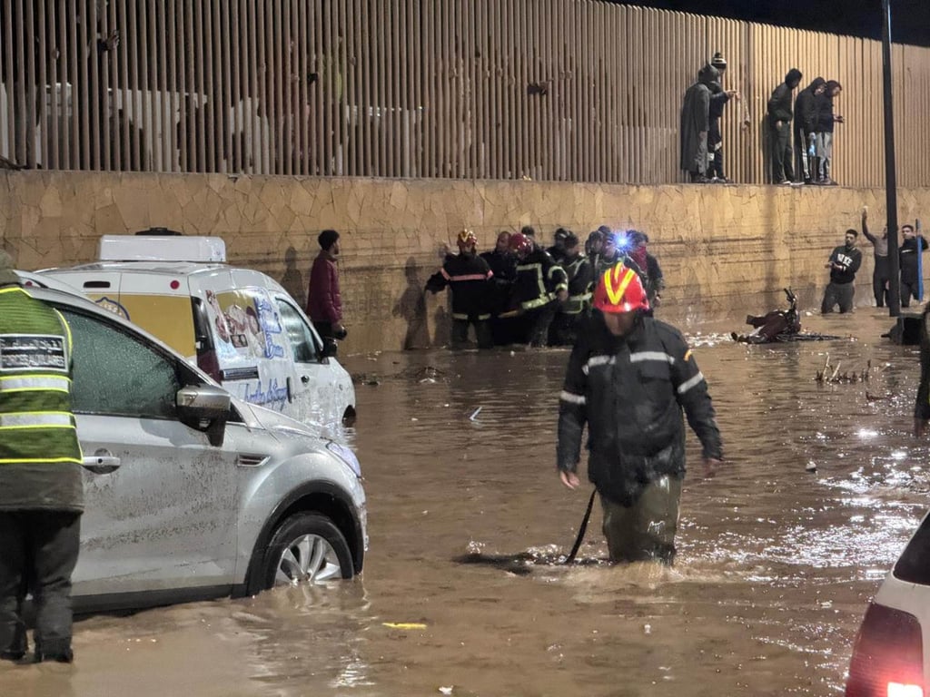 Rescuers work in a flood-hit area in Safi province in Morocco on Sunday. Photo: Xinhua