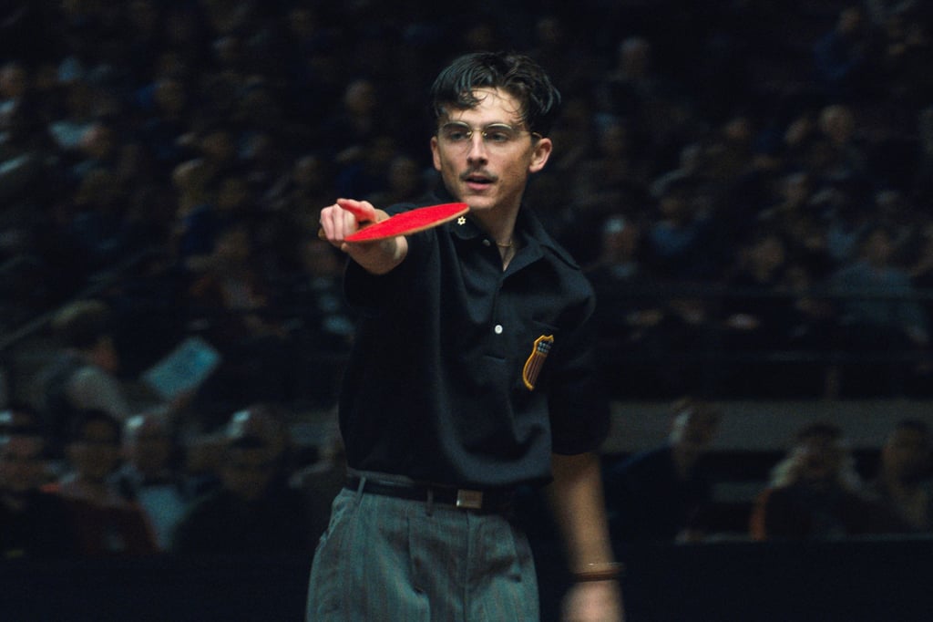 Timothée Chalamet in a scene from Marty Supreme. Photo: A24/AP