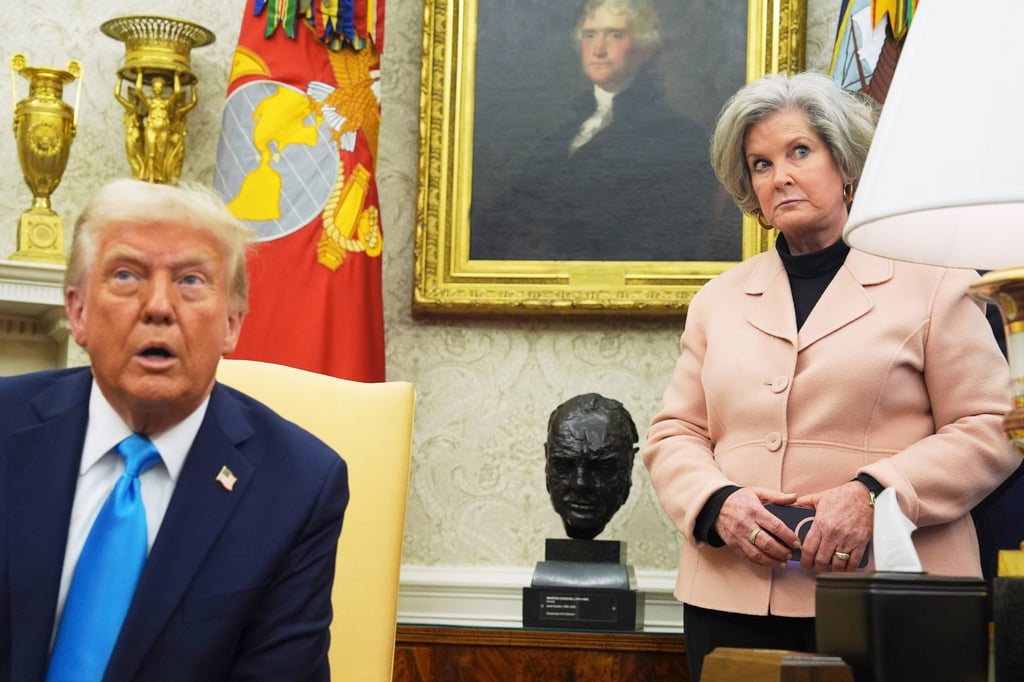Susie Wiles and US President Donald Trump in the Oval Office in February. Photo: AP