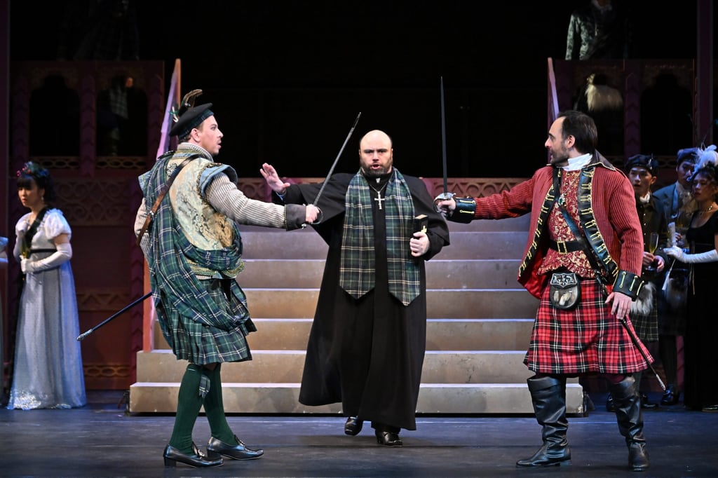 Baritone Alexey Bogdanchikov as Enrico (left), bass Mariano Buccino as Raimondo (middle) and tenor Pablo Bemsch as Edgardo (right) in Musica Viva’s production of Lucia di Lammermoor. Photo: Titan Lam/Musica Viva Baritone Alexey Bogdanchikov as Enrico (left), bass Mariano Buccino as Raimondo (middle) and tenor Pablo Bemsch as Edgardo (right) in Musica Viva’s production of Lucia di Lammermoor. Photo: Titan Lam/Musica Viva