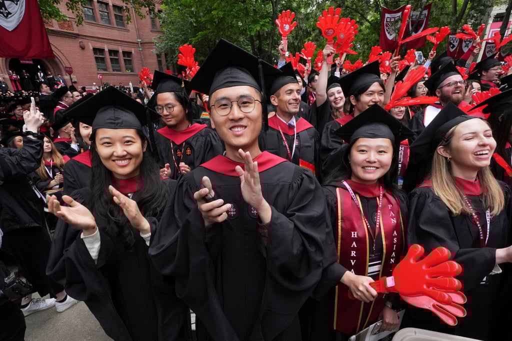 Graduates applaud during commencement ceremonies at Harvard University in the US state of Massachusetts. The number of overseas students returning to China rose nearly 20 per cent last year. Photo: AP Graduates applaud during commencement ceremonies at Harvard University in the US state of Massachusetts. The number of overseas students returning to China rose nearly 20 per cent last year. Photo: AP