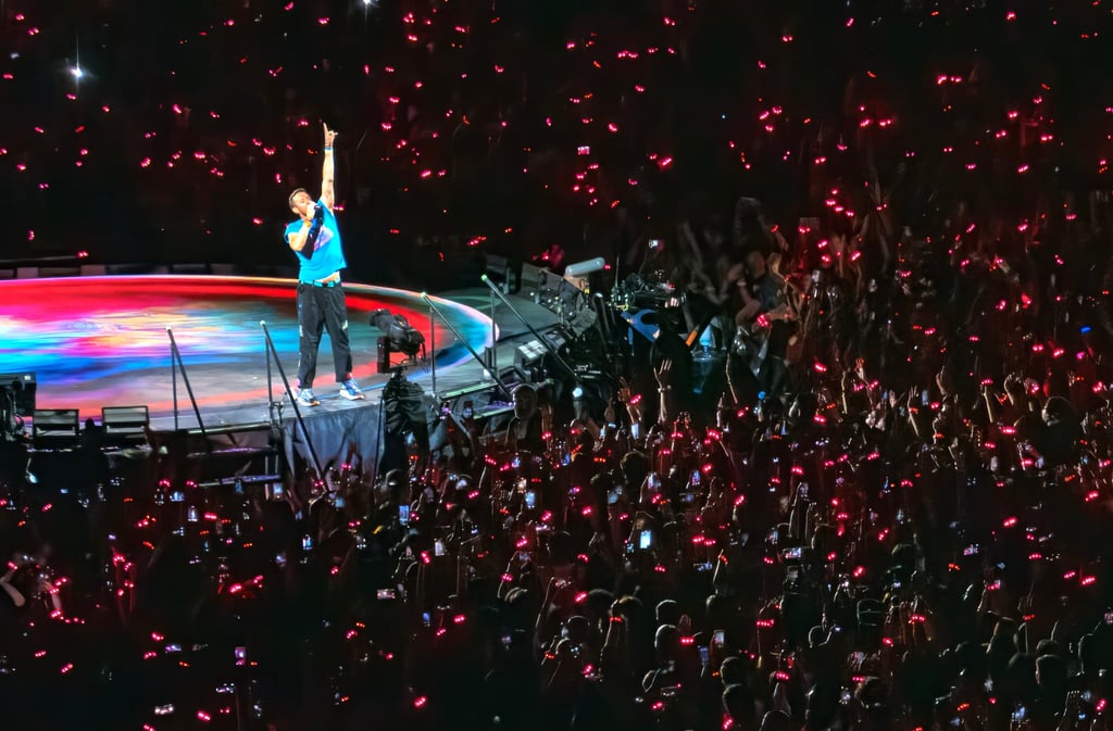 Coldplay vocalist Chris Martin performs during the band’s concert at the Kai Tak Stadium on April 9, 2025. Photo: Harvey Kong