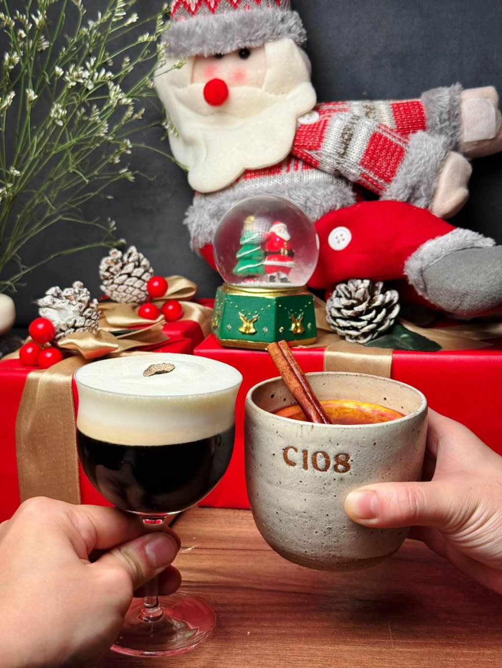 Two of C108’s festive drinks, the Irish Man (left) and Adult Grape Juice. Photo: Handout Two of C108’s festive drinks, the Irish Man (left) and Adult Grape Juice. Photo: Handout