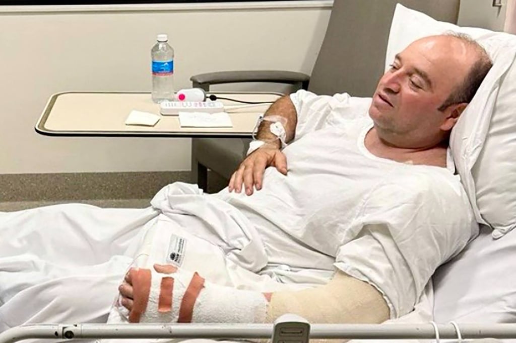 Ahmed Al Ahmed, who bravely tackled and disarmed a Bondi Beach attacker, now faces a difficult road to recovery. Photo: New South Wales Premier’s Department/AFP