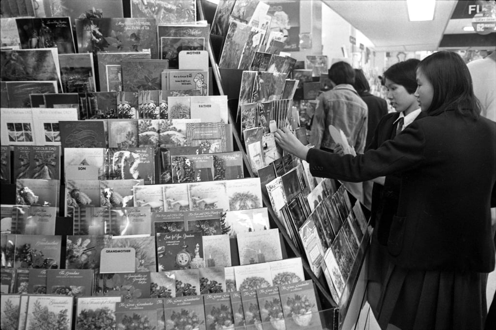 School girls pick out Christmas cards at the Matsuzakaya store in 1977. Photo: SCMP Archives