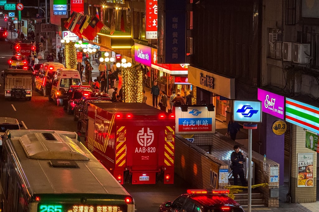 Emergency vehicles respond at the Taipei Main Station on Friday. Photo: EPA Emergency vehicles respond at the Taipei Main Station on Friday. Photo: EPA