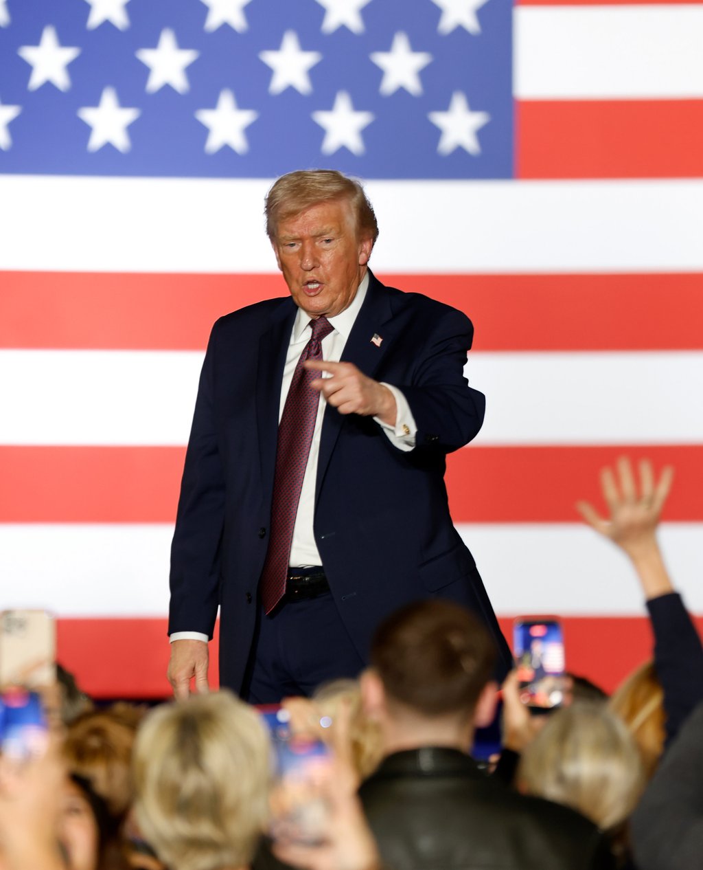 President Donald Trump leaves the stage following his speech in Rocky Mount on Friday. Photo: AP
