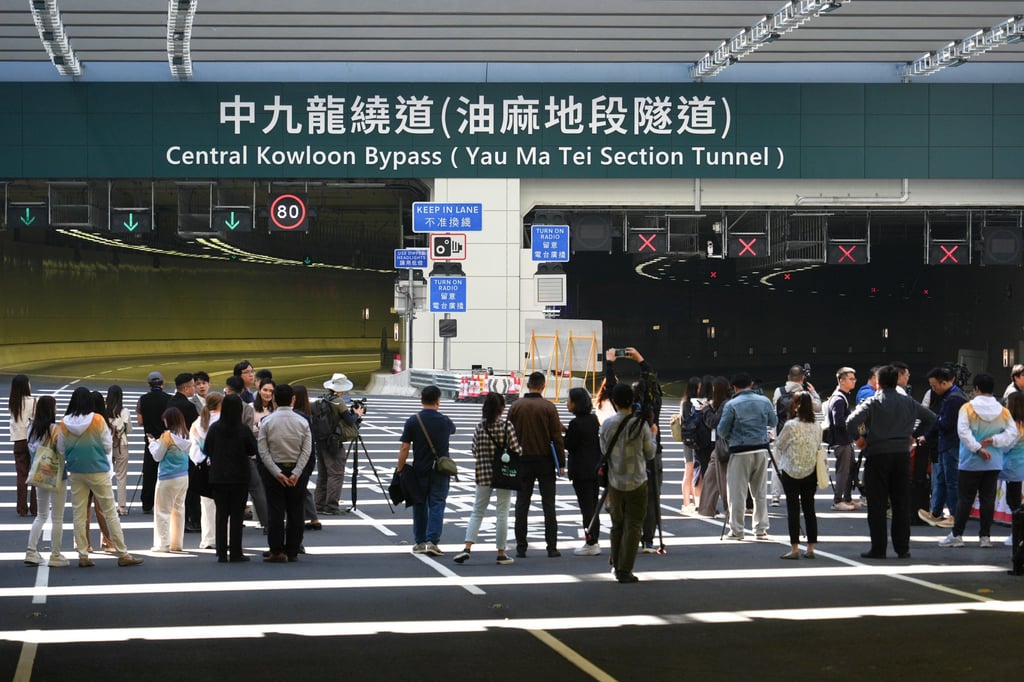 The Transport Department, Highways Department and Hong Kong police hold a joint press briefing on the Yau Ma Tei section of the Central Kowloon Bypass earlier this week. Photo: Eugene Lee