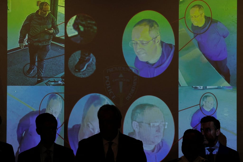 Images of the shooter at Brown University, identified by authorities as Claudio Neves Valente, are displayed during a press conference in Providence, Rhode Island, on Thursday. Photo: Reuters