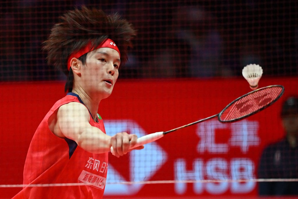 Wang Zhiyi in semi-final action against Ratchanok Intanon on Saturday. Photo: AFP