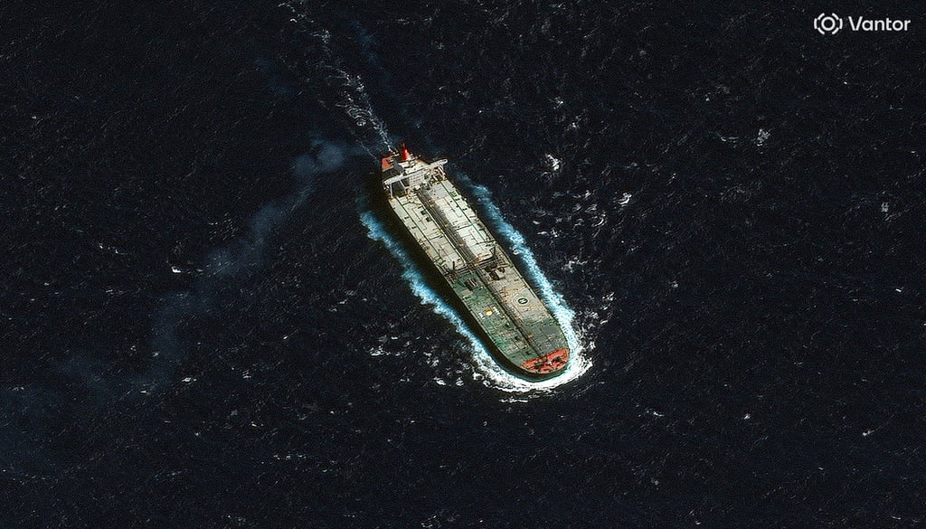 A satellite photo of the Skipper tanker, which the US seized on December 10. Photo: Vantor via Reuters