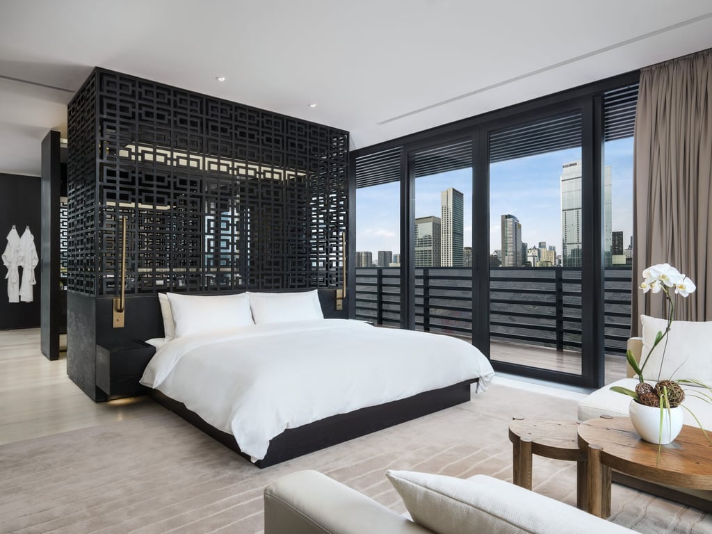 A guest room at Upper House Chengdu. Photo: Handout