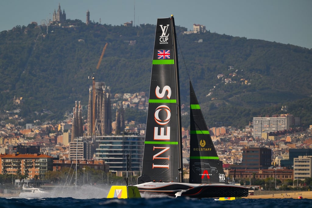 The AC75 Ineos Britannia team in action during the Louis Vuitton Cup Final in the 37th America’s Cup in Barcelona. Photo: Getty Images The AC75 Ineos Britannia team in action during the Louis Vuitton Cup Final in the 37th America’s Cup in Barcelona. Photo: Getty Images