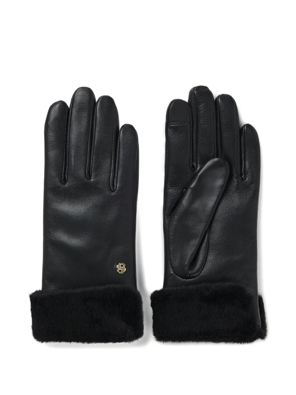 Boss fur-trim logo-plaque gloves at Farfetch. Photo: Handout