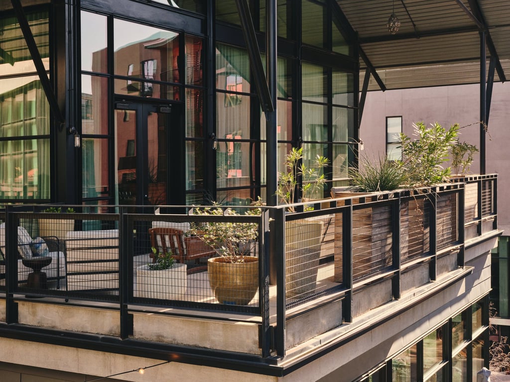 A bedroom with a terrace at Soho House in Austin, Texas. Photo: Handout