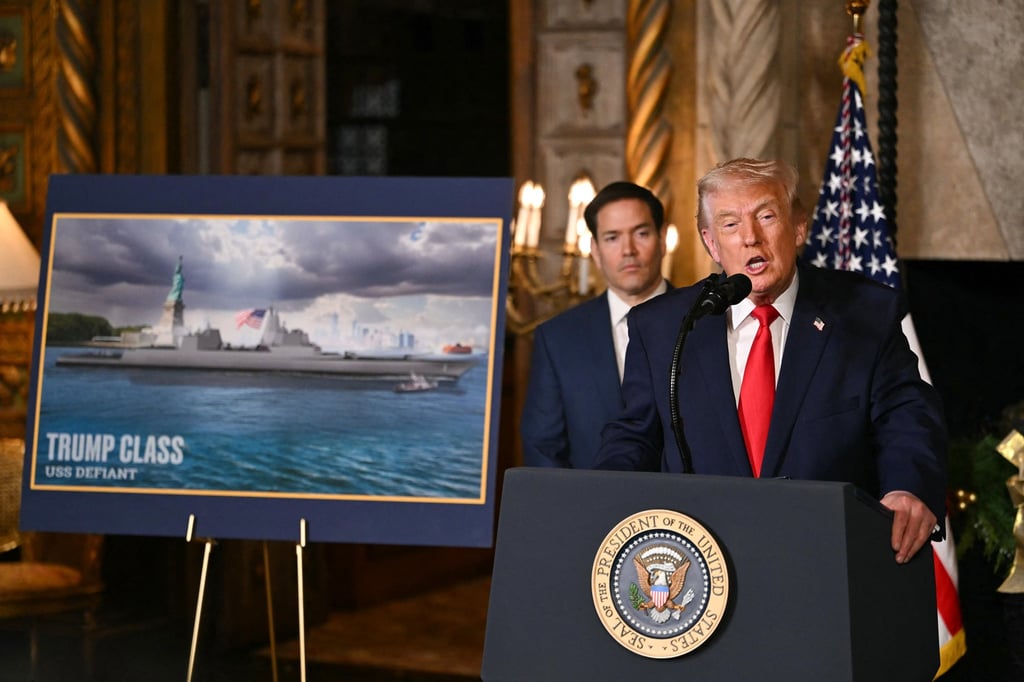 US President Donald Trump announcing the new ships. Photo: AFP