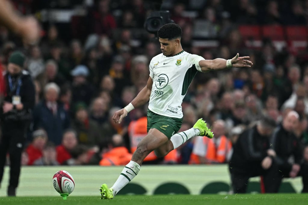 South African fly-half Sacha Feinberg-Mngomezulu is the new world star. Photo: AFP