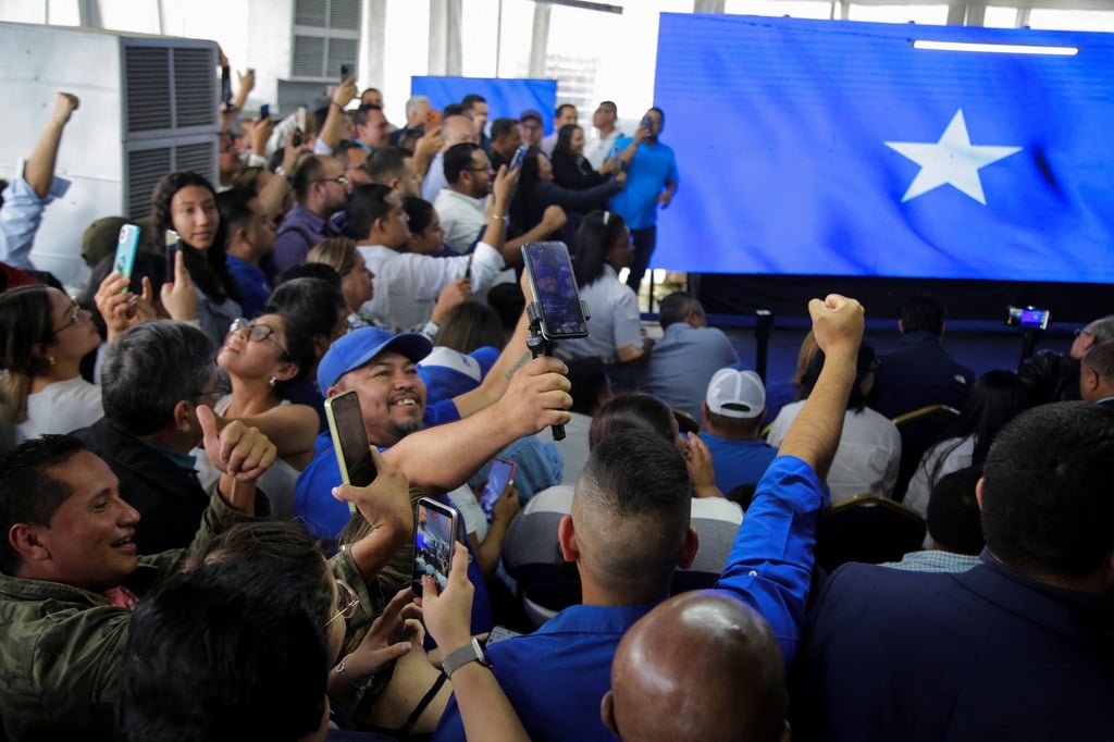 Supporters after the electoral body declared Nasry Asfura the winner. Photo: Reuters