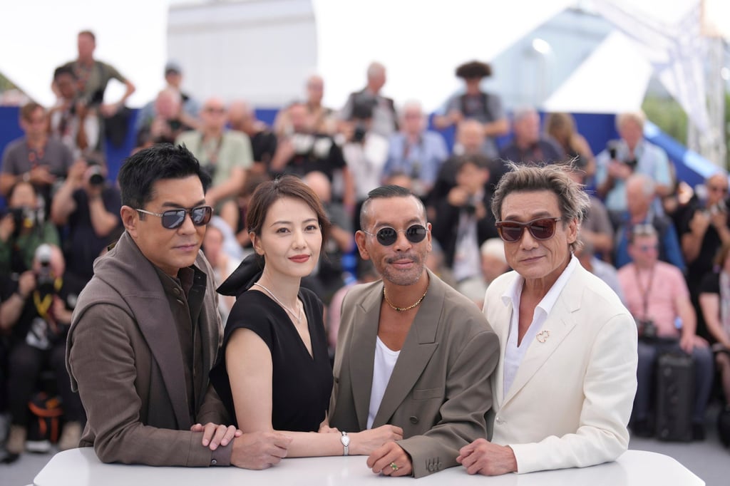 (From left) Louis Koo Tin-lok, Gao Yuanyuan, director Juno Mak Chun-lung and Tony Leung Ka-fai at the photo call for Sons of the Neon Night at the Cannes Film Festival in May 2025. Photo: Lewis Joly/Invision/AP
