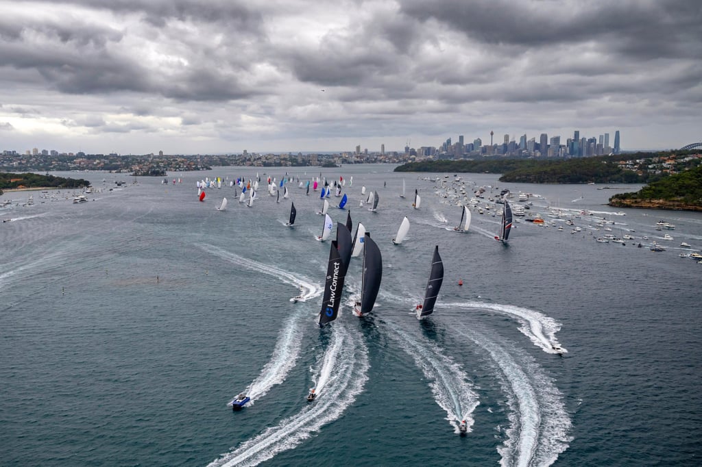 Competitors during the start of the Sydney to Hobart yacht race on Boxing Day. Photo: AP Competitors during the start of the Sydney to Hobart yacht race on Boxing Day. Photo: AP