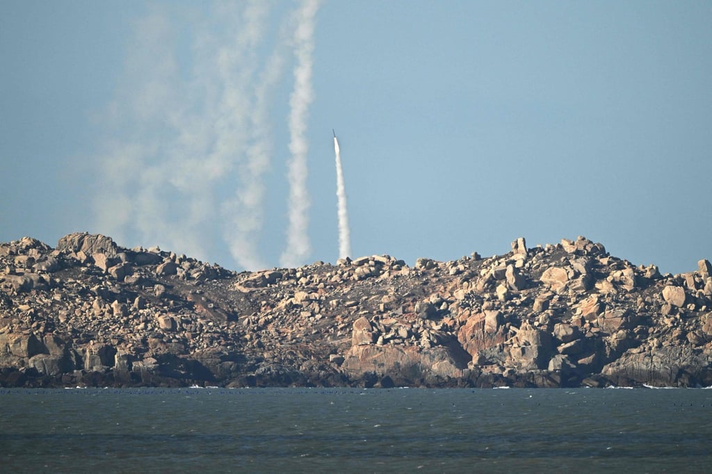 PLA soldiers fire a rocket during drills on Pingtan Island in Fujian province, the closest mainland Chinese point to Taiwan, on Tuesday. Photo: AFP