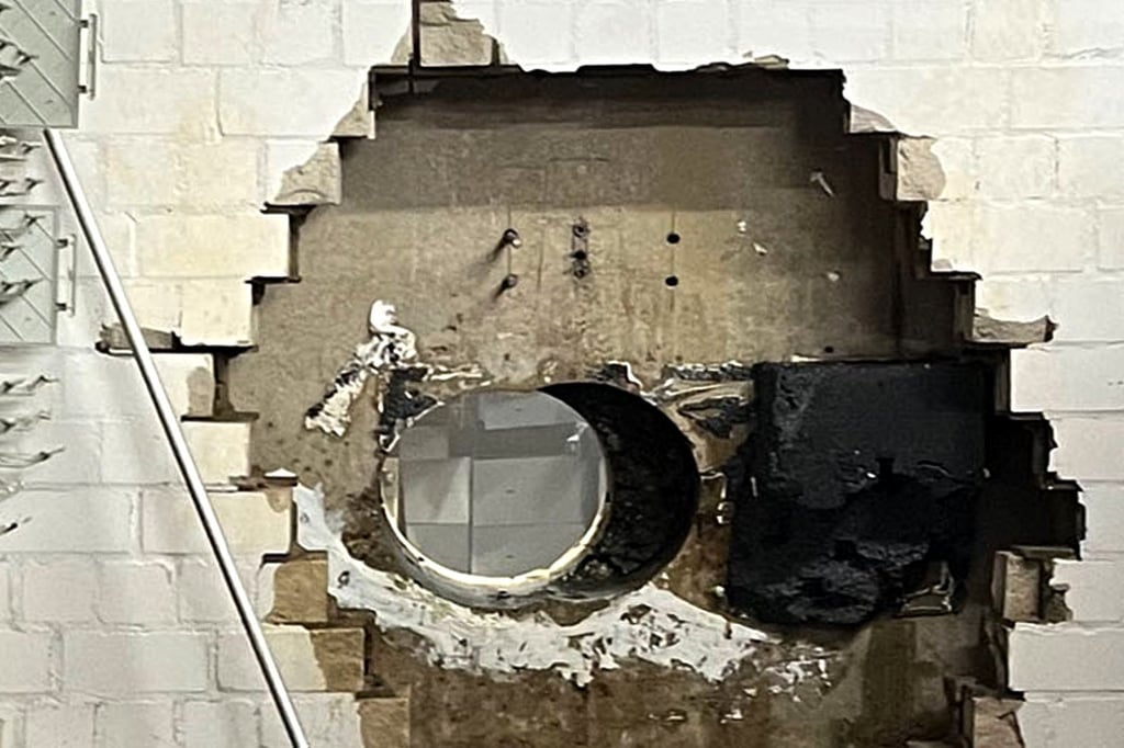 The perpetrators drilled through a thick concrete wall. Photo: Police Gelsenkirchen via AP